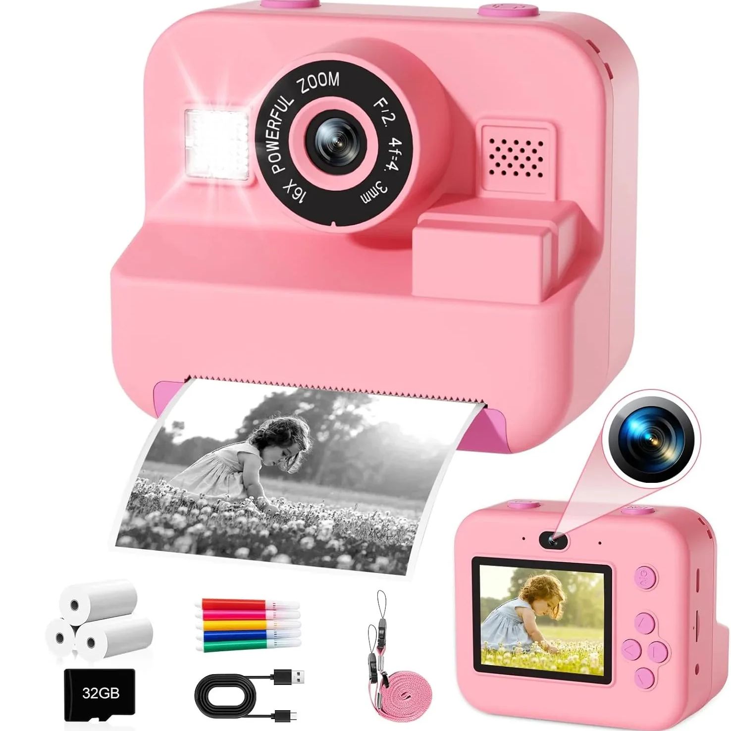 Kids Physical Education Videos - newInstant Print Camera con scheda 32G