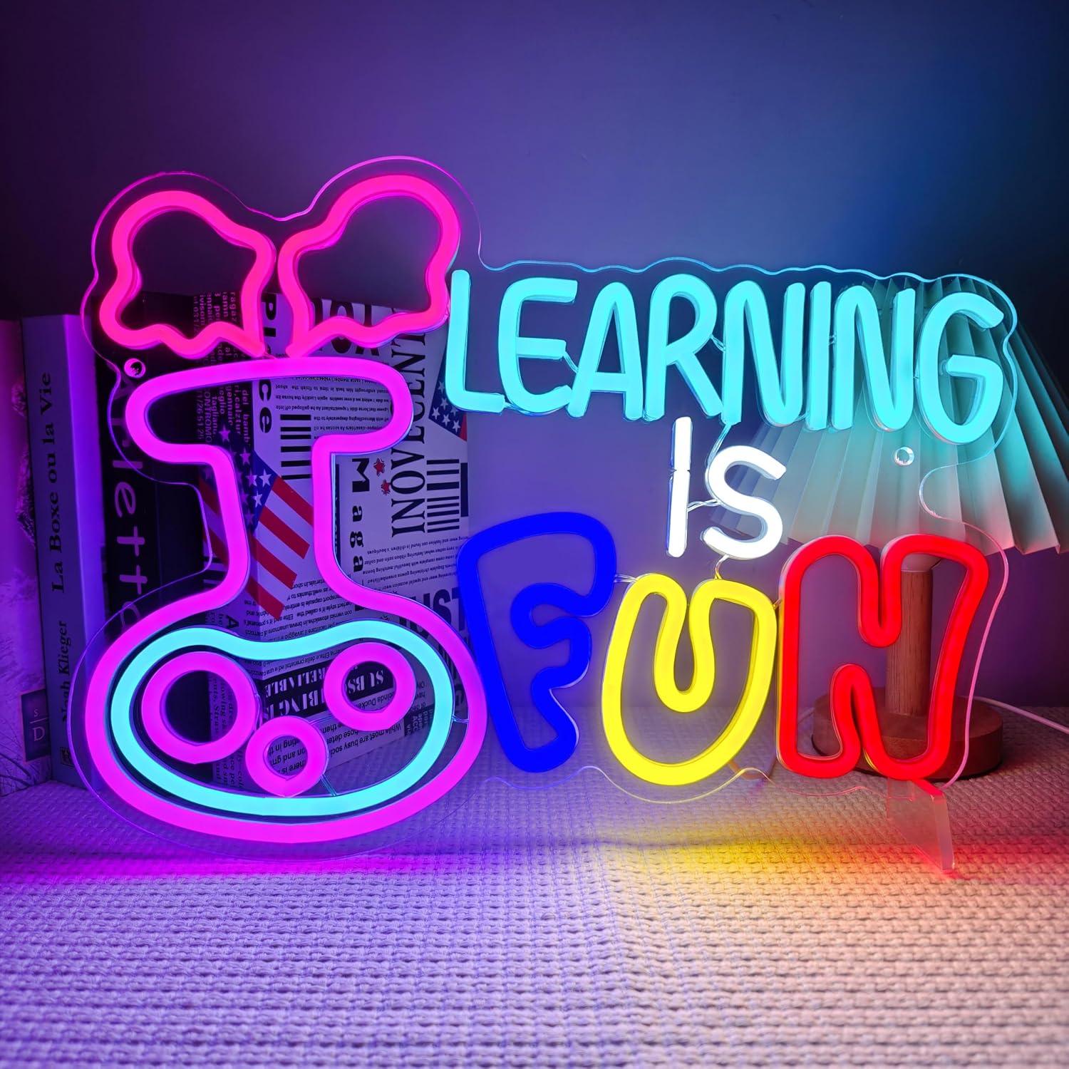 Kids Education Motivation - L'Apprendimento È Divertente Insegna al Neon,